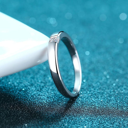 Platinum Plated Square Cut Promise Ring Lia